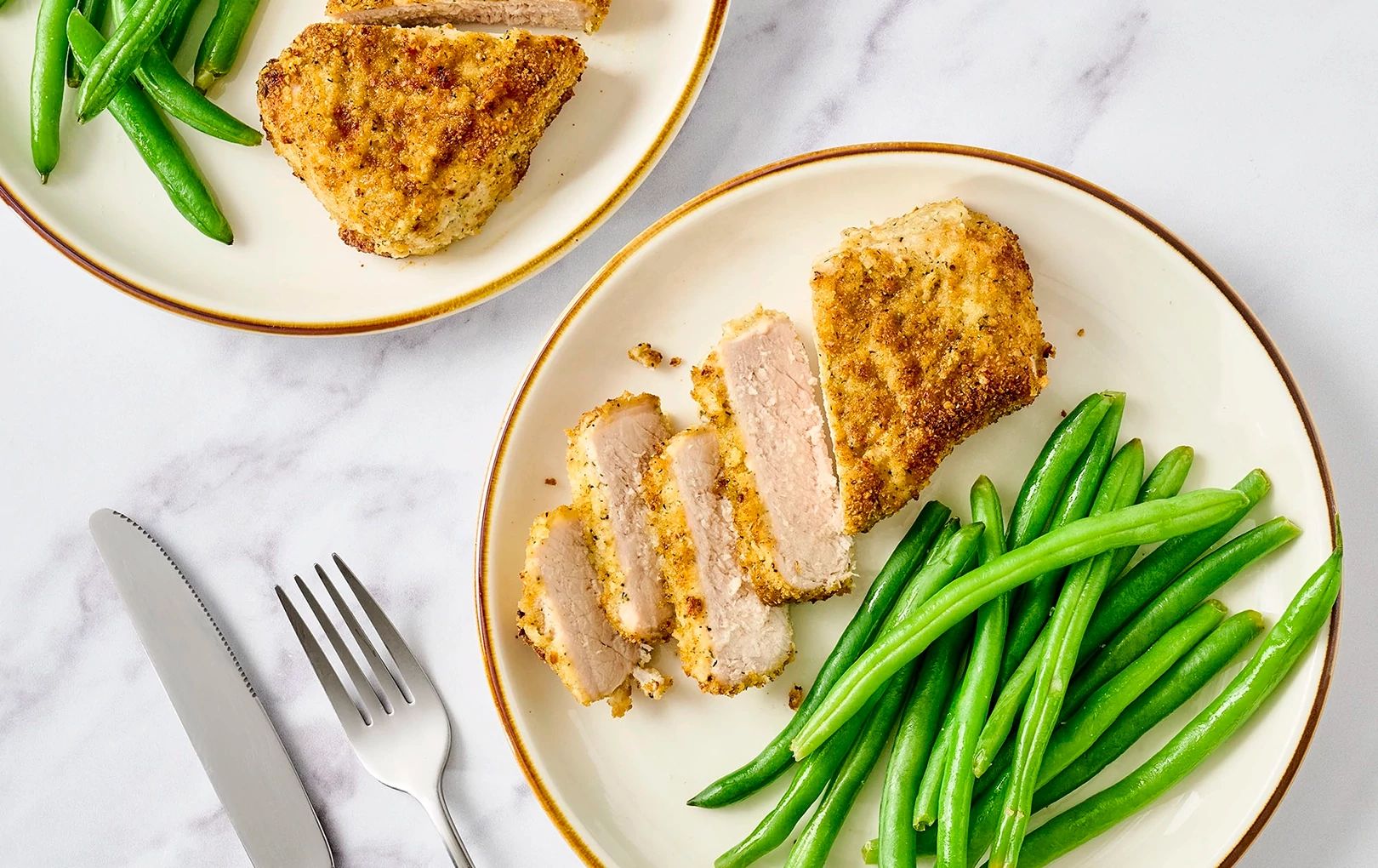 Garlic Ranch Cheddar Crusted Sheet Pan Pork Chops