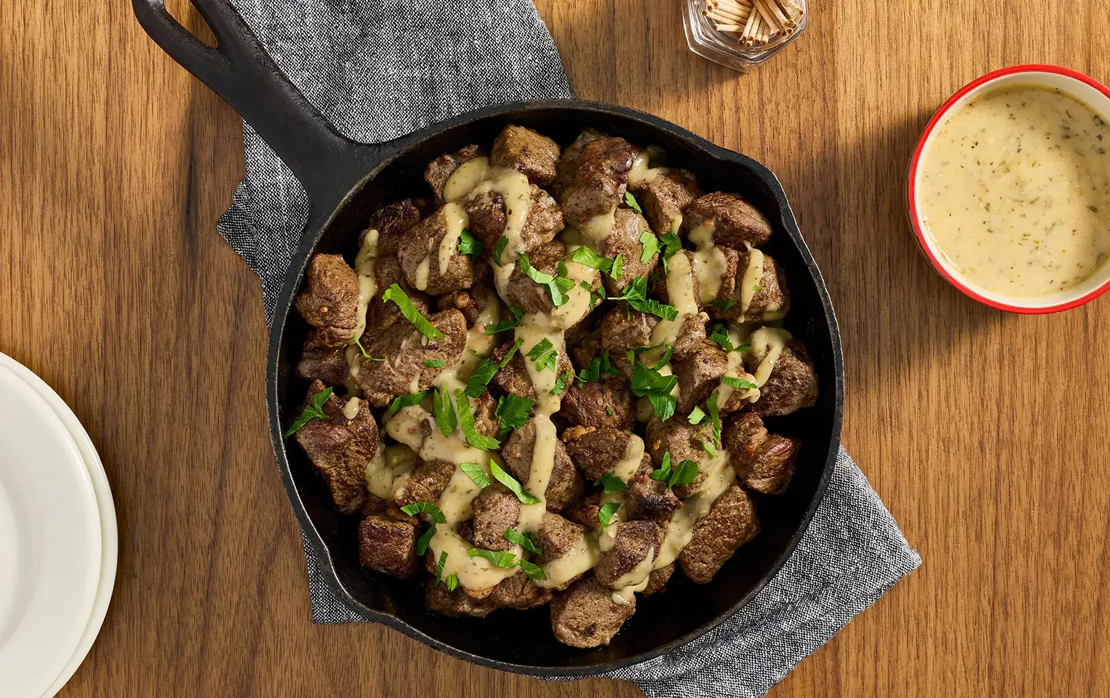 Spicy Garlic Parm Steak Bites