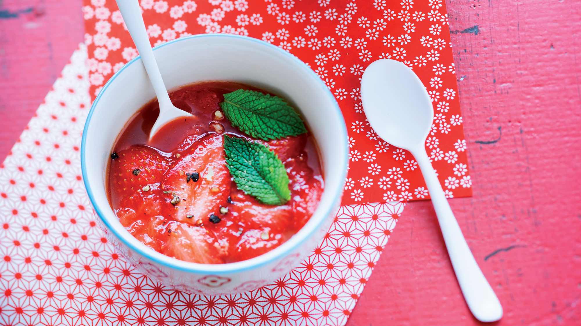 RECETTE soupe de fraises gingembre et menthe