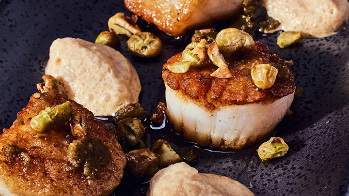 Yuzu Kosho Scallops with Miso Foam