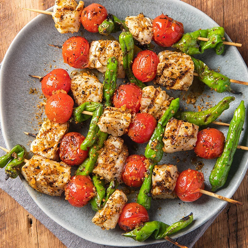 Garlic and Herb Grilled Halibut Skewers Grill Mates
