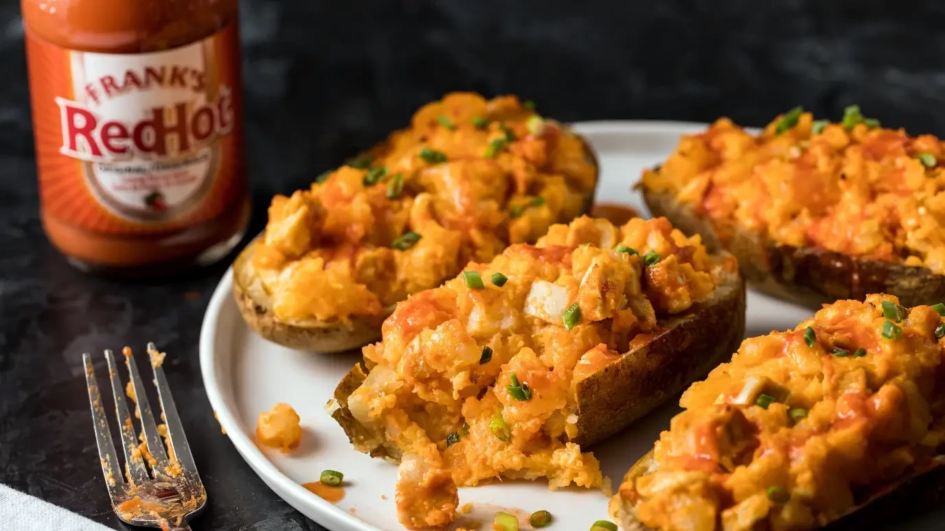 Buffalo Chicken Stuffed Potato Skins