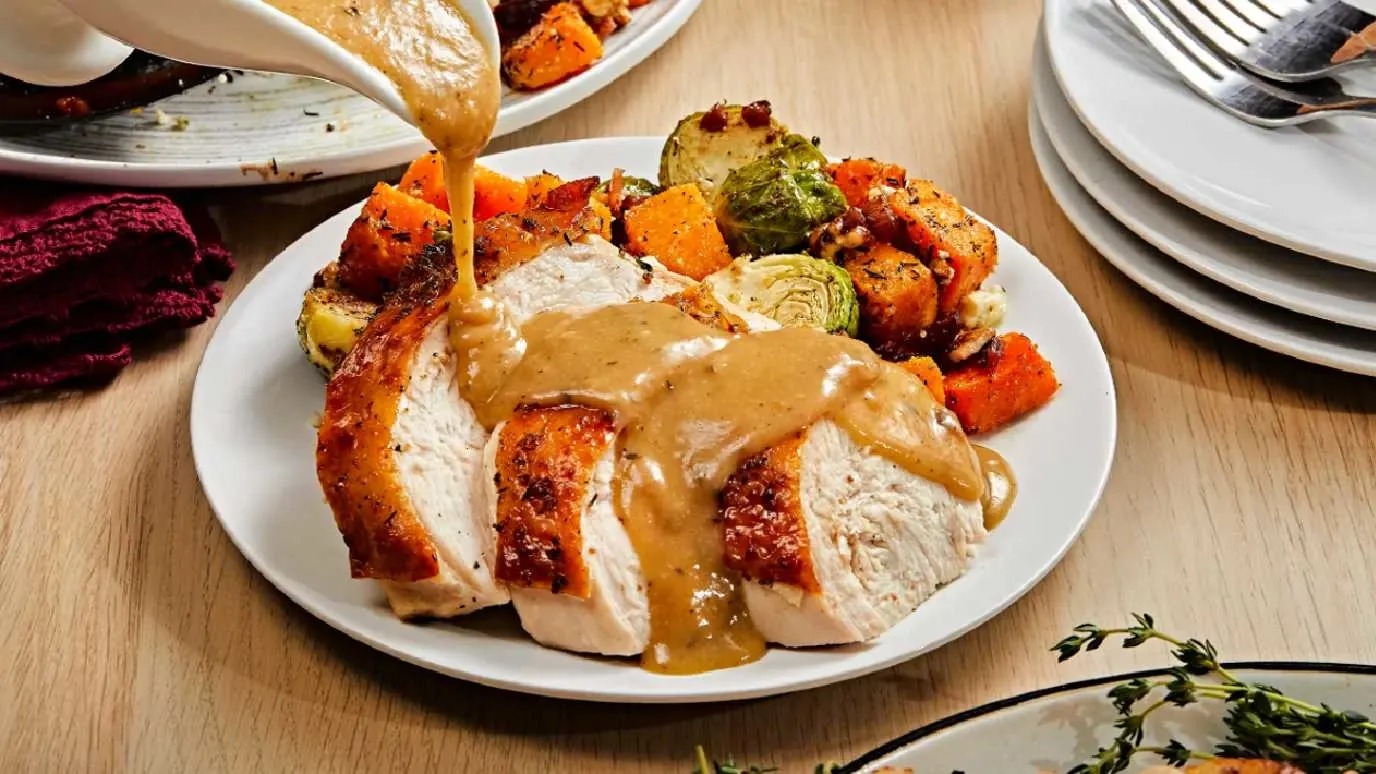 Dry Brined Turkey Breast with Apple Cider Gravy