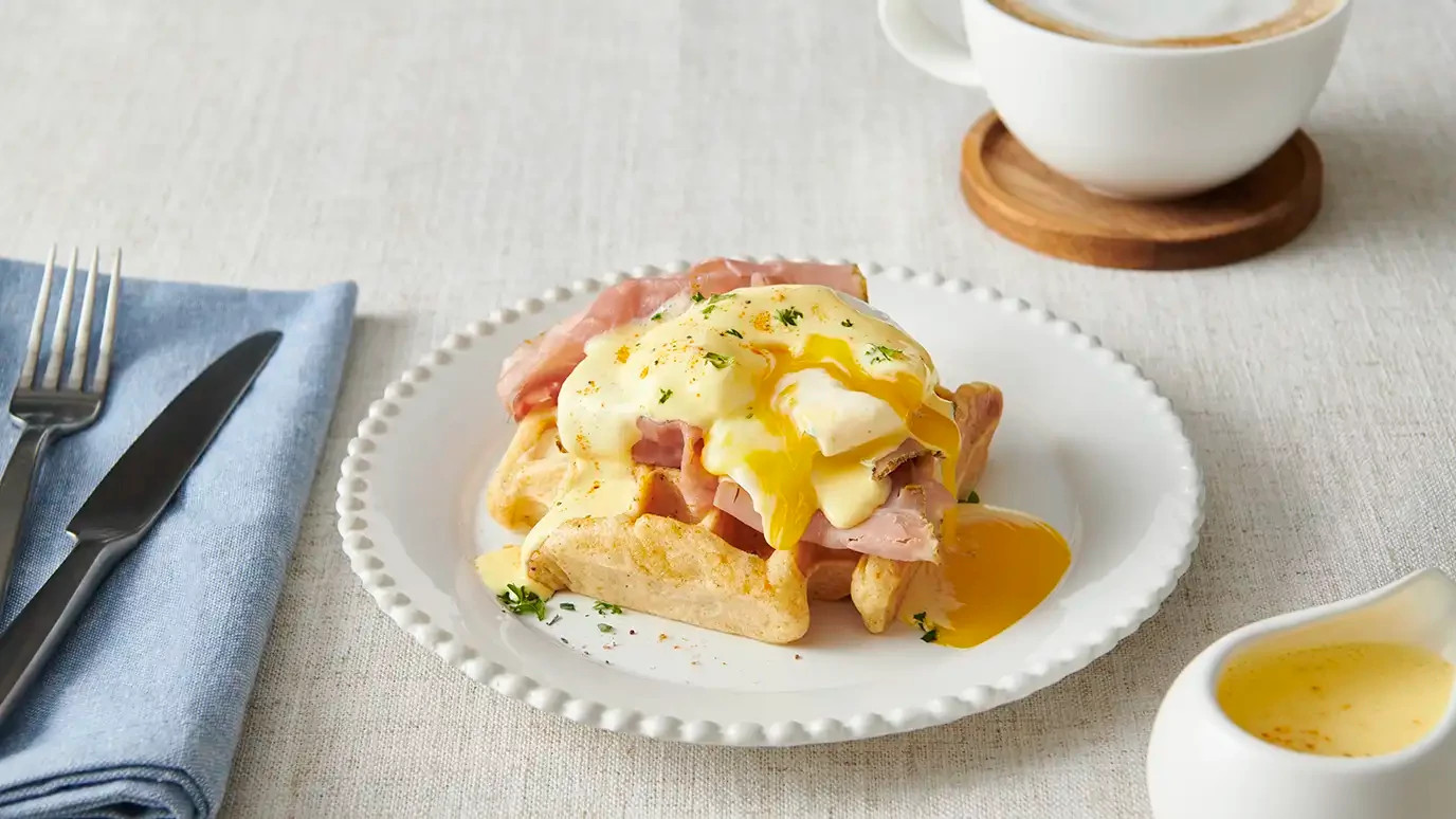 Easy Eggs Benedict with Savory Waffles