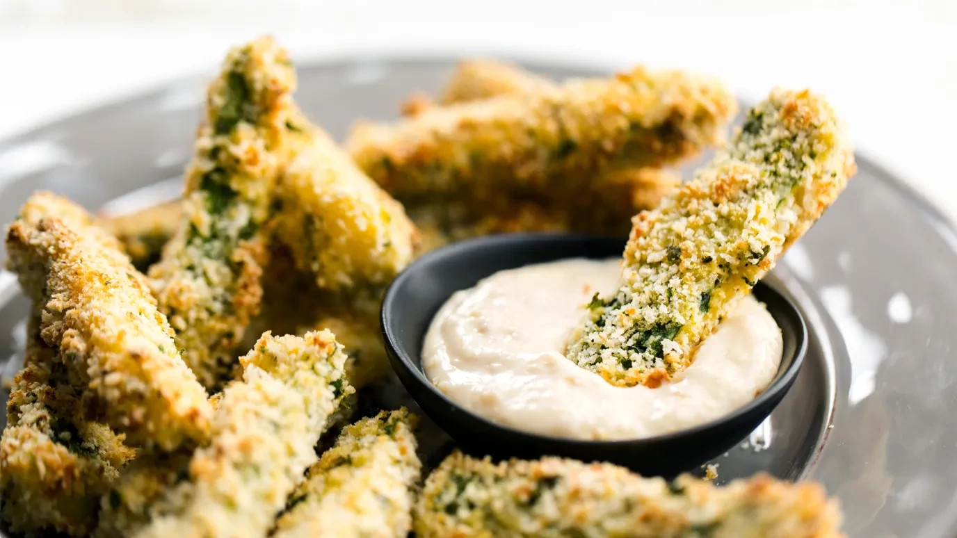 Baked Zucchini Fries with Roasted Garlic Aioli