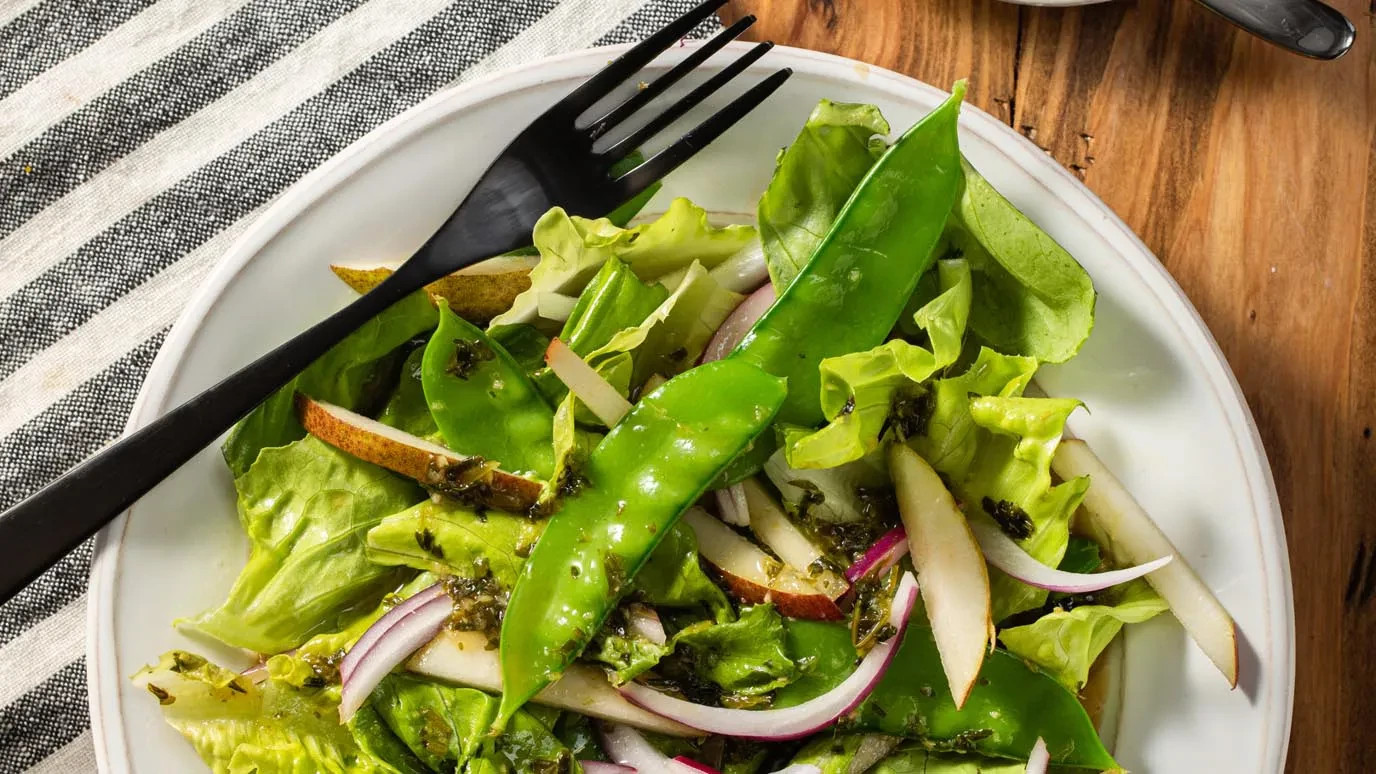 Asian Pear and Snow Pea Salad with Cilantro and Ginger